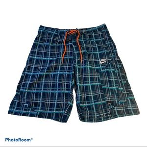 Nike Men Board Shorts XL Blue Plaid Swim Trunk